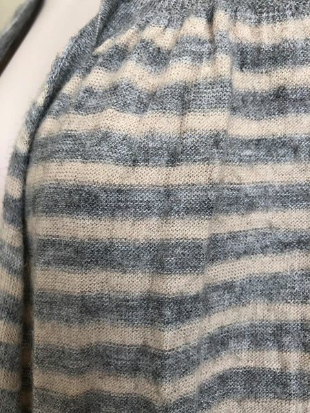 Rebecca Taylor MEDIUM Gray Stripe Wool Blend Cardigan