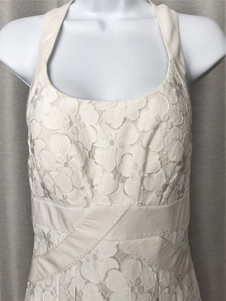 Phoebe Couture Size 6 White Lace Halter Dress