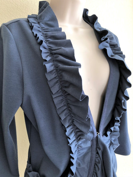 Yoana Baraschi Size Large Blue Ruffle Blazer