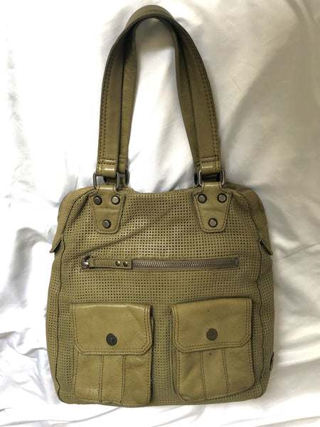 Linea Pelle Green Leather Tote Bag