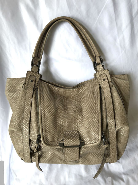 kooba Jonnie Gray Leather Snakeskin Bag