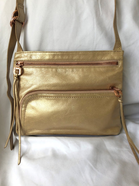 Hobo International Gold Leather Cross Body