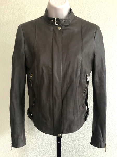 Zara Woman SMALL Olive Lambskin Moto Jacket