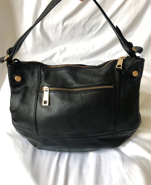 Tiffany & Fred Black Leather Shoulder Bag - CLEARANCE