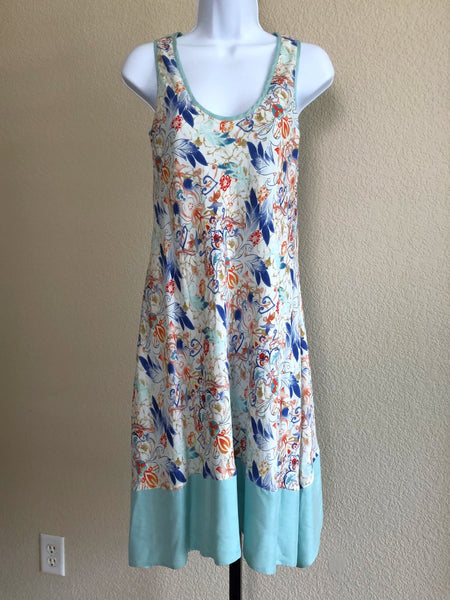 Sundance Size 4 White Silk Blue Floral Sleeveless