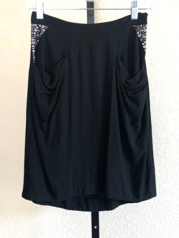 Diesel NEW Size XXS Black Studded Pocket Skirt
