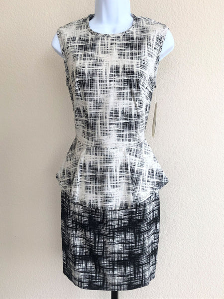 Nicole Miller NEW Size 4 Black and White Peplum Dress