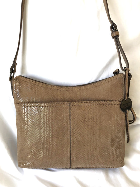 Margot Mary Scoop Tan Snakeskin Cross Body