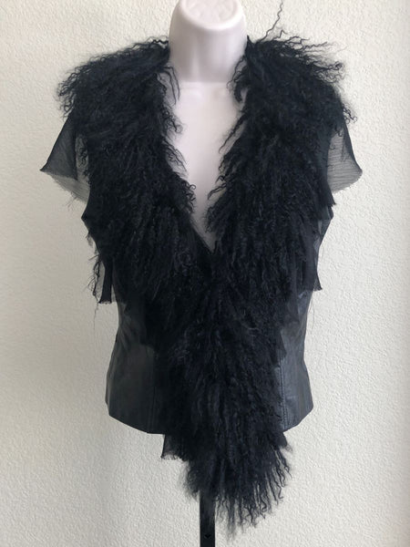 Royal Underground Size XS Leather and Fur Vest