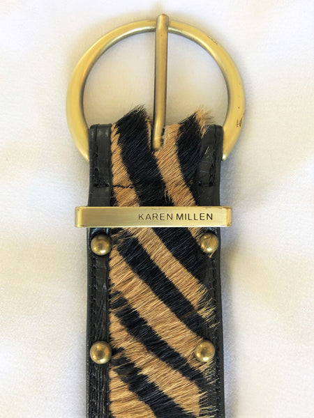 Karen Millen SMALL Black Zebra Pony Hair Belt