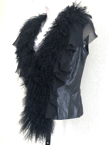 Royal Underground Size XS Leather and Fur Vest