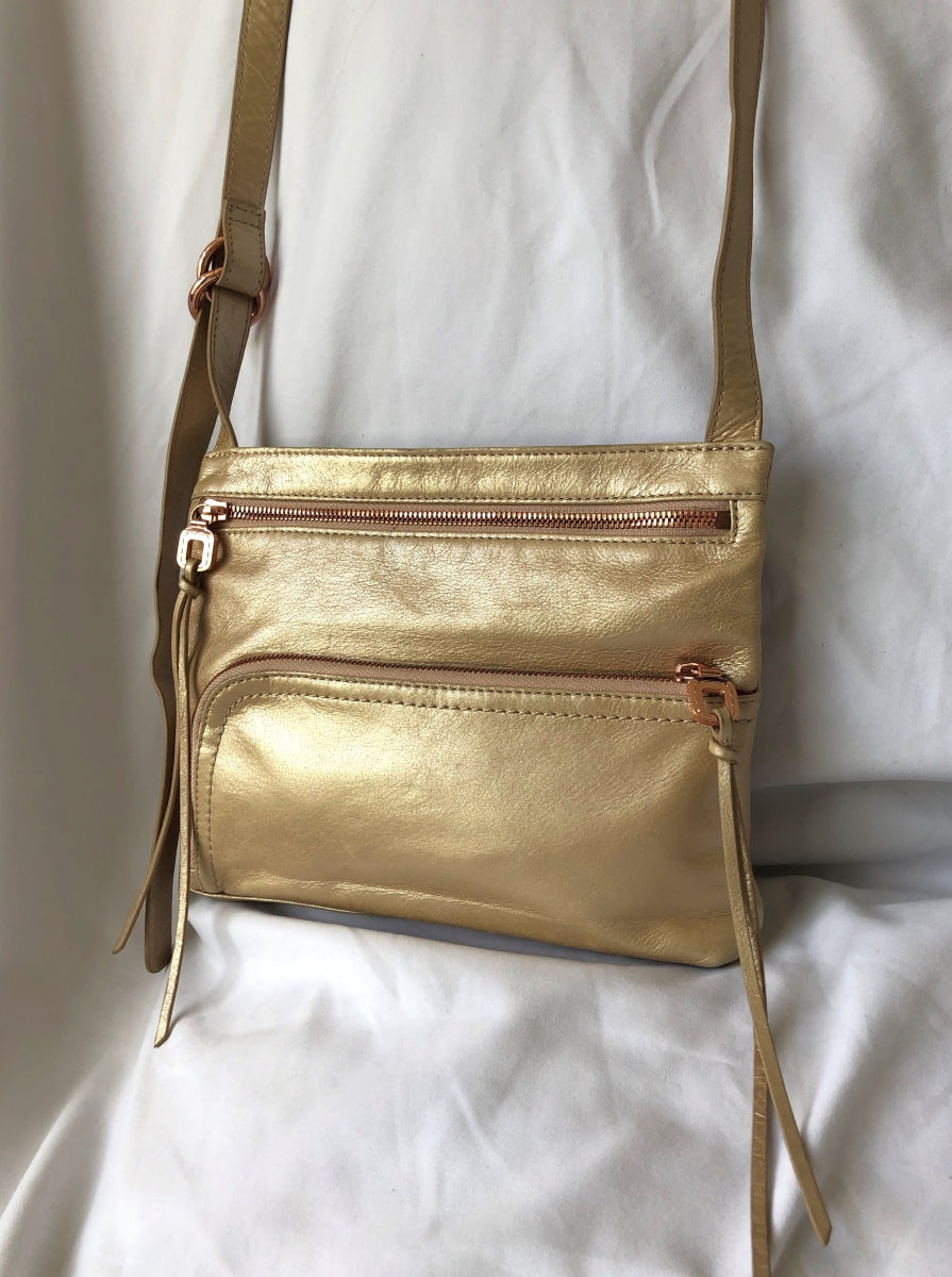 Hobo International Gold Leather Cross Body