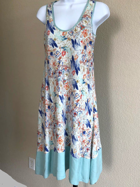 Sundance Size 4 White Silk Blue Floral Sleeveless