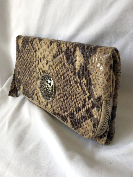 Brighton Beige Brown Leather Clutch Wallet