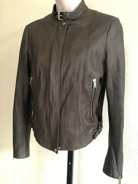 Zara Woman SMALL Olive Lambskin Moto Jacket