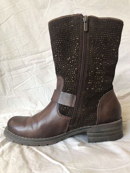 Pikolinos Size 6 Monza Brown Laser Cut Moto Boots