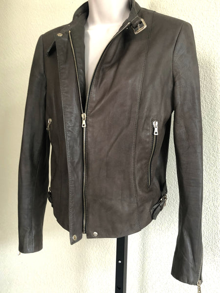 Zara Woman SMALL Olive Lambskin Moto Jacket