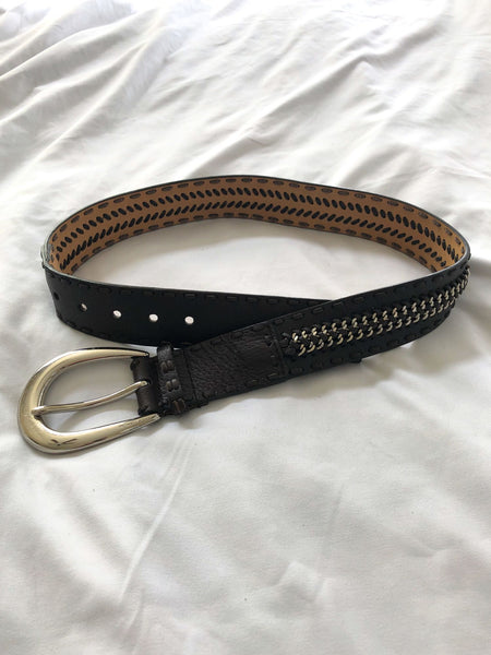 Michael Kors SMALL Brown Leather and Chain Belt