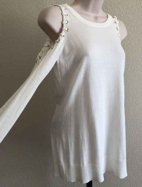 Michael Kors Size XS White Cold Shoulder Sweater - CLEARANCE