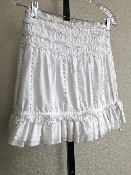 Paola Frani Size 6 White Ruffle Skirt