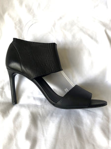 VINCE Size 9 Stephanie Black Leather Open Toe Heels