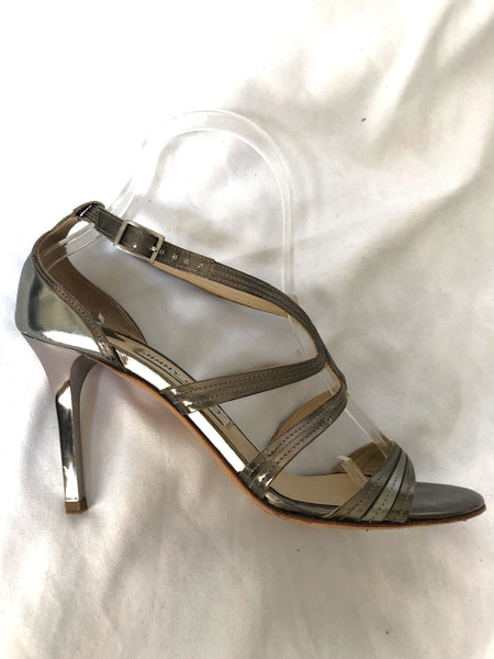 Jimmy Choo Size 7.5 Champagne Leather Heels