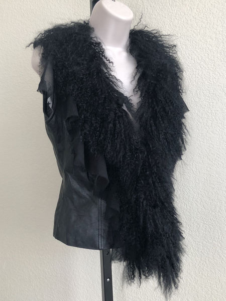 Royal Underground Size XS Leather and Fur Vest