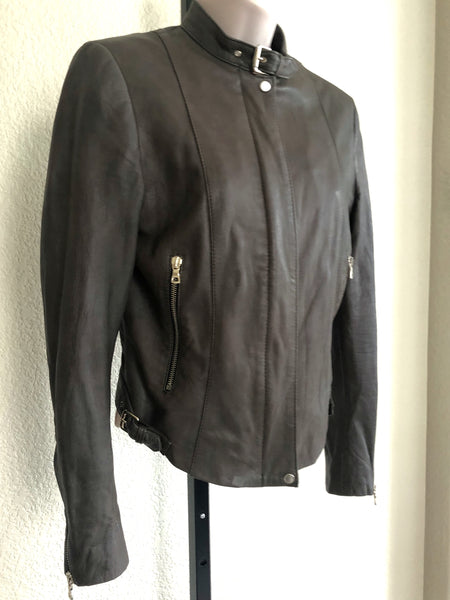 Zara Woman SMALL Olive Lambskin Moto Jacket