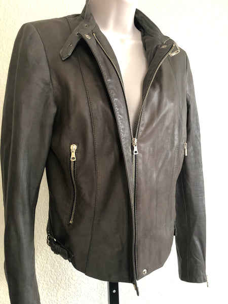 Zara Woman SMALL Olive Lambskin Moto Jacket