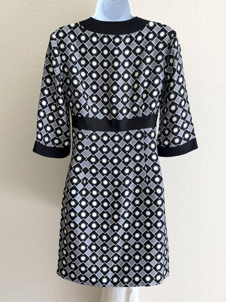 Milly Size 2 Black and White Silk Geometric Dress