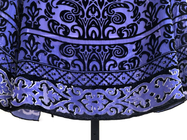 Hale Bob MEDIUM Purple Velvet Silk Blend Print Top