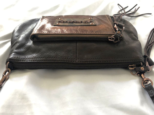 B Makowsky Brown Leather Cross Body