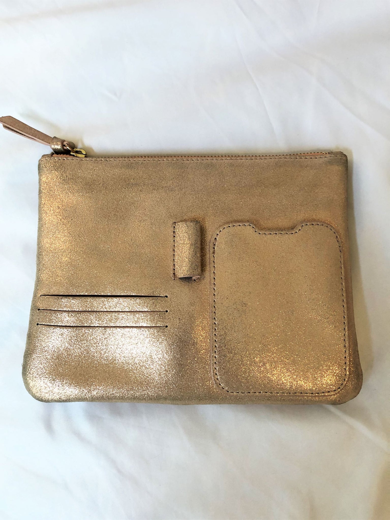 Anthropologie Rose Gold Leather Pouch - CLEARANCE