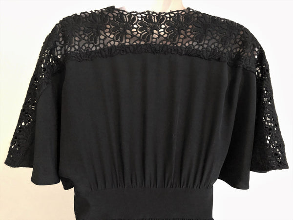 Tibi Size 6 Black Silk Peplum Top
