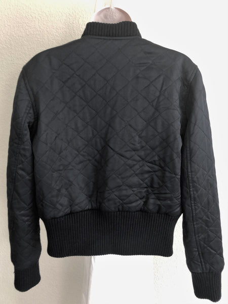 Theory Size Small Black Satin Quilted Jacket