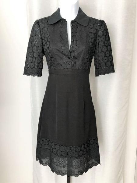 Catherine Malandrino Size 0 Black Eyelet Lace Dress