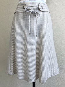 Tocca Size 2 Cream and Blue Striped Wool Skirt