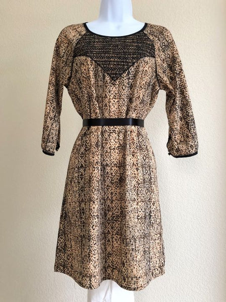 Maison Scotch Size Small Tan Tribal Dress