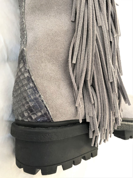 Sam Edelman Size 6 Tilden - NEW - Gray Suede Fringed Boots