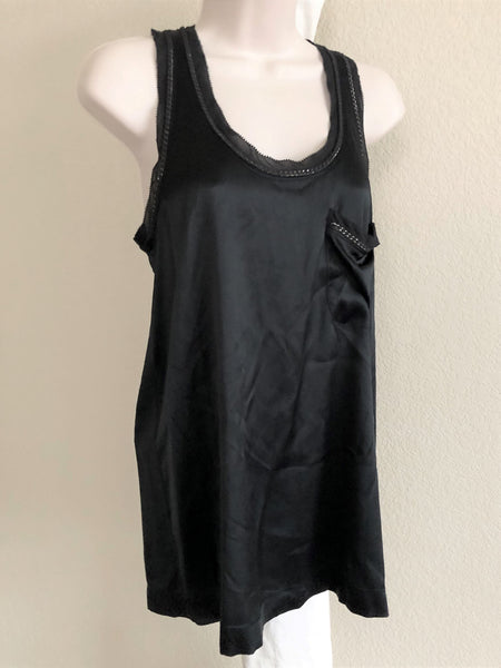 Theory NEW SMALL Carmelita Silk Chain Trim Tank