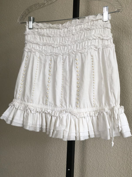 Paola Frani Size 6 White Ruffle Skirt