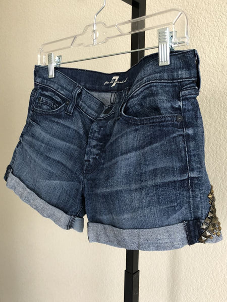 7 for All Mankind Size 0 Studded Jeans Shorts