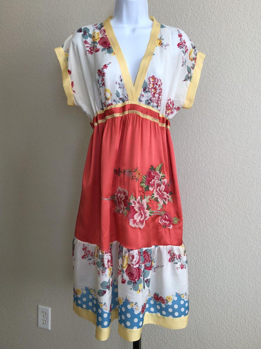 Johnny Was SMALL Floral Silk Dress