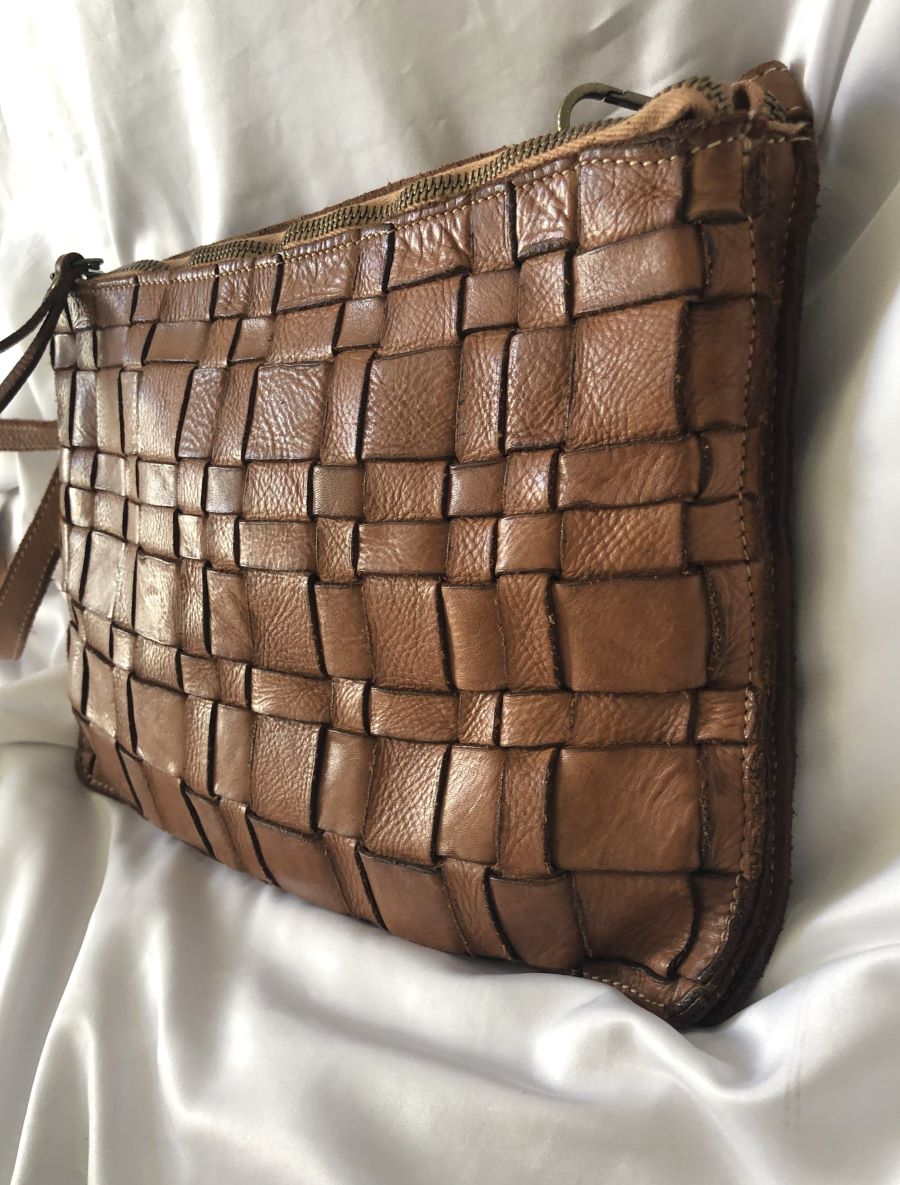 Costanza Rota Tan Woven Leather Cross Body FABULUX