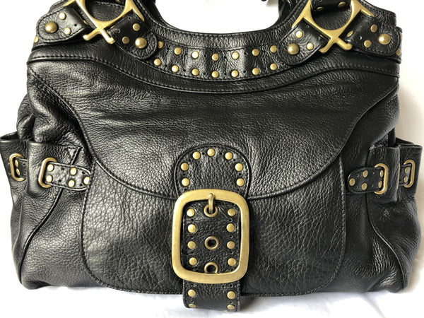 kooba Black Leather Gold Studded Bag