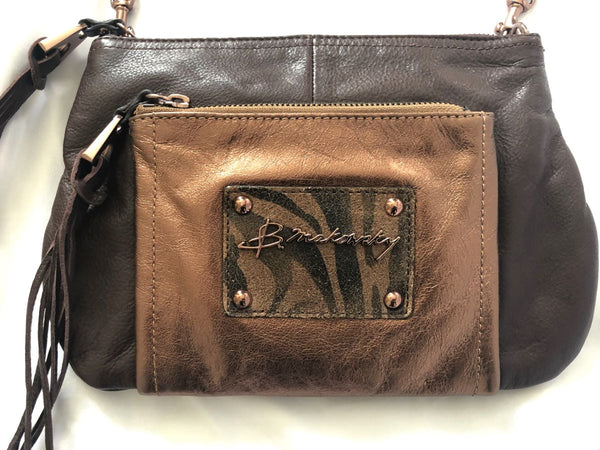 B Makowsky Brown Leather Cross Body