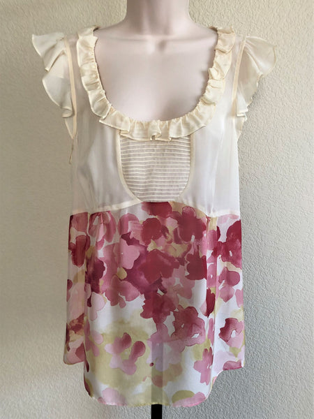 Odille Anthropologie MEDIUM Floral Silk Top - CLEARANCE