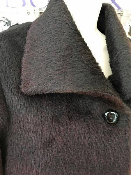 Katherine Kelly Size 12 Luxury Black and Red Ombre Alpaca Coat