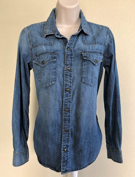 Current / Elliott SMALL Blue Chambray Shirt