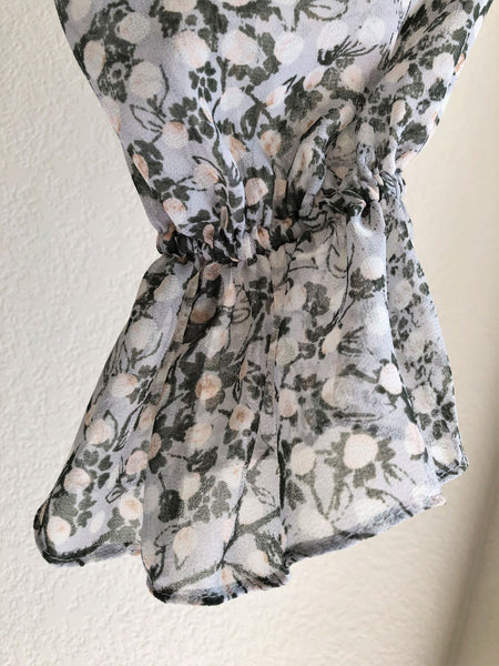 MISA SMALL Gray Floral Ruffle Dress